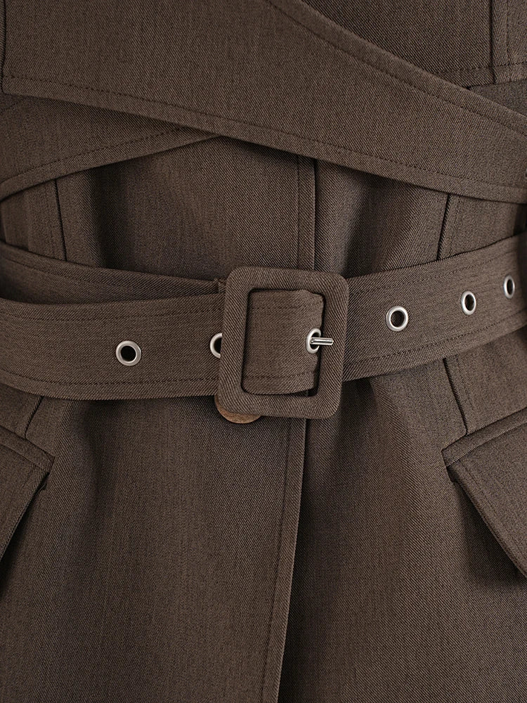 Brown Cross Belted Blazer