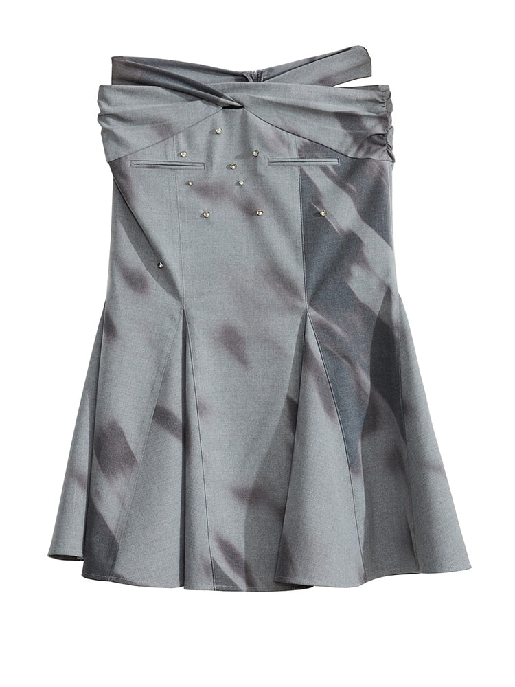 Gray Hollow Out UNUSUAL Skirt