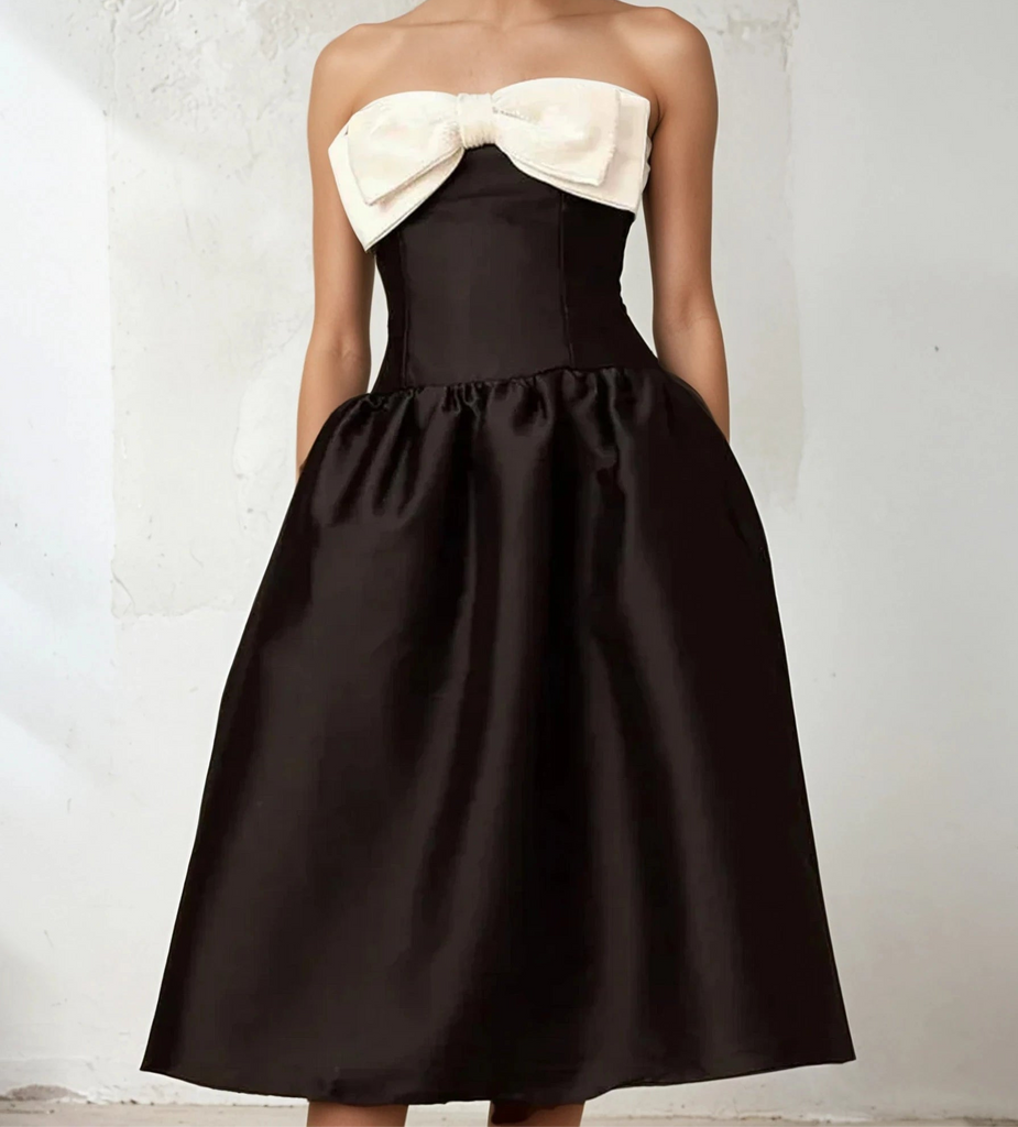 Off Shoulder Bow Midi Dress