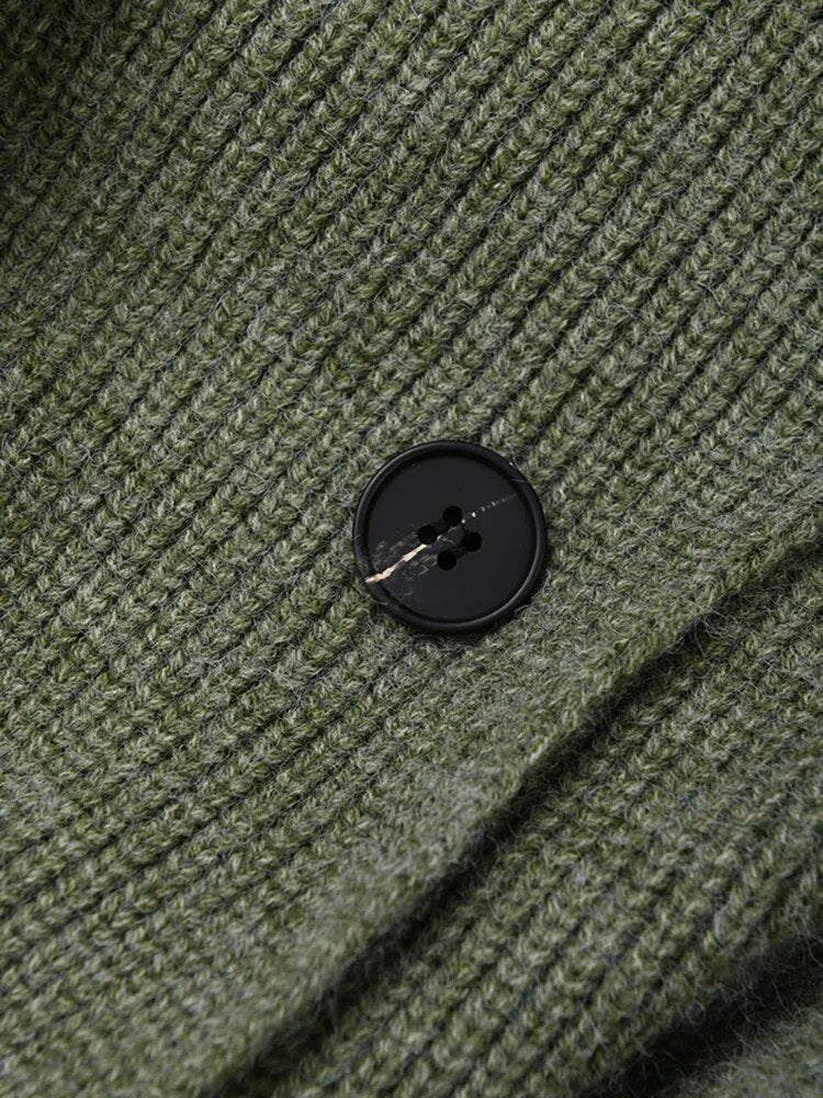Green Knitting Cardigan Sweater