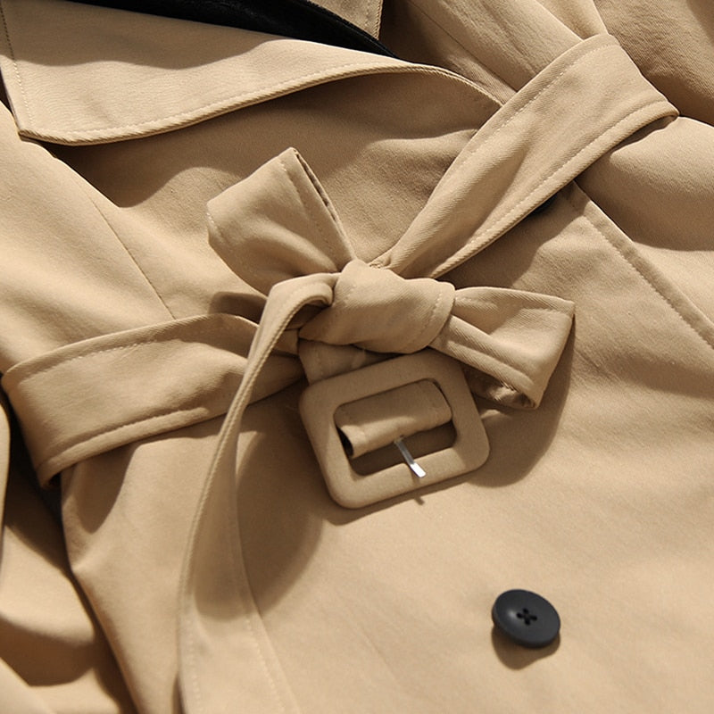 Trench Coat with Non-Removable Leather Jacket- Ready to Ship