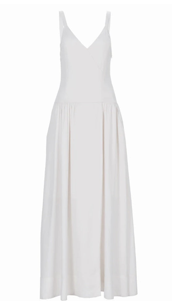 White V-neck Maxi Dress