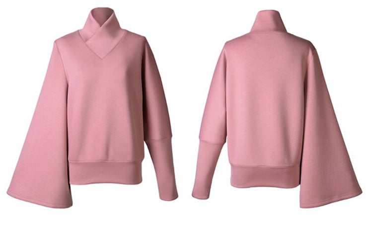 Pink Hoodie with One Flare Sleeve