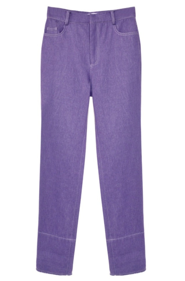 High Waist Purple Denim Pants