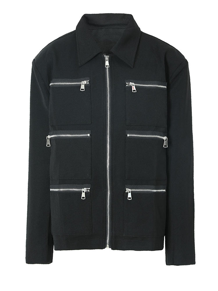 Black Multi Zipper  Jacket