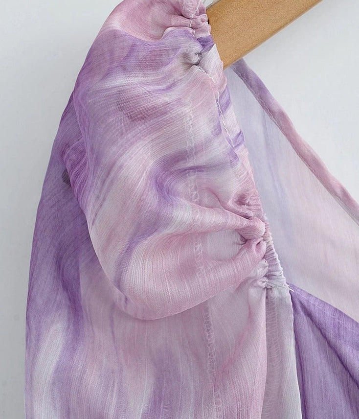 Purple Chiffon Mini Dress- New