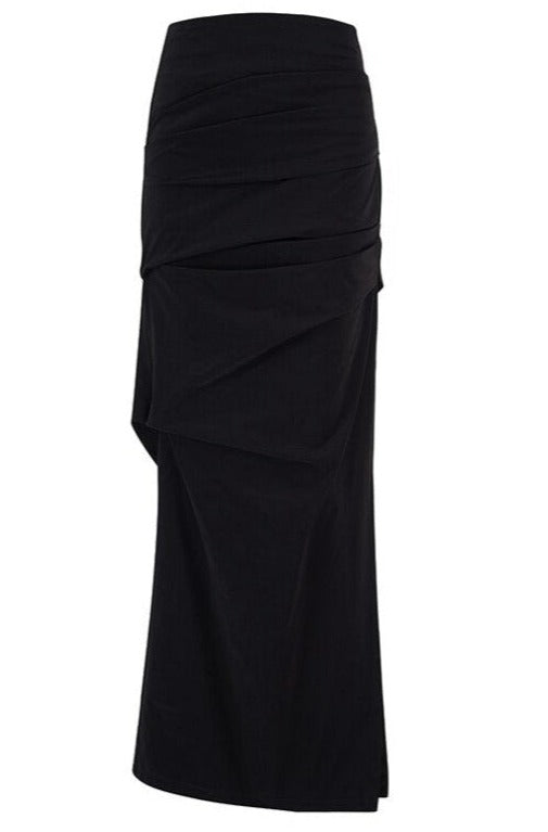 Black Asymmetric High Waist Skirt