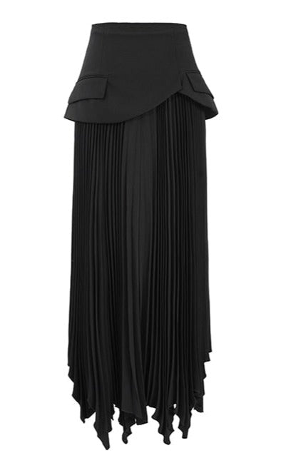 High Waist  Black Midi Skirt- New