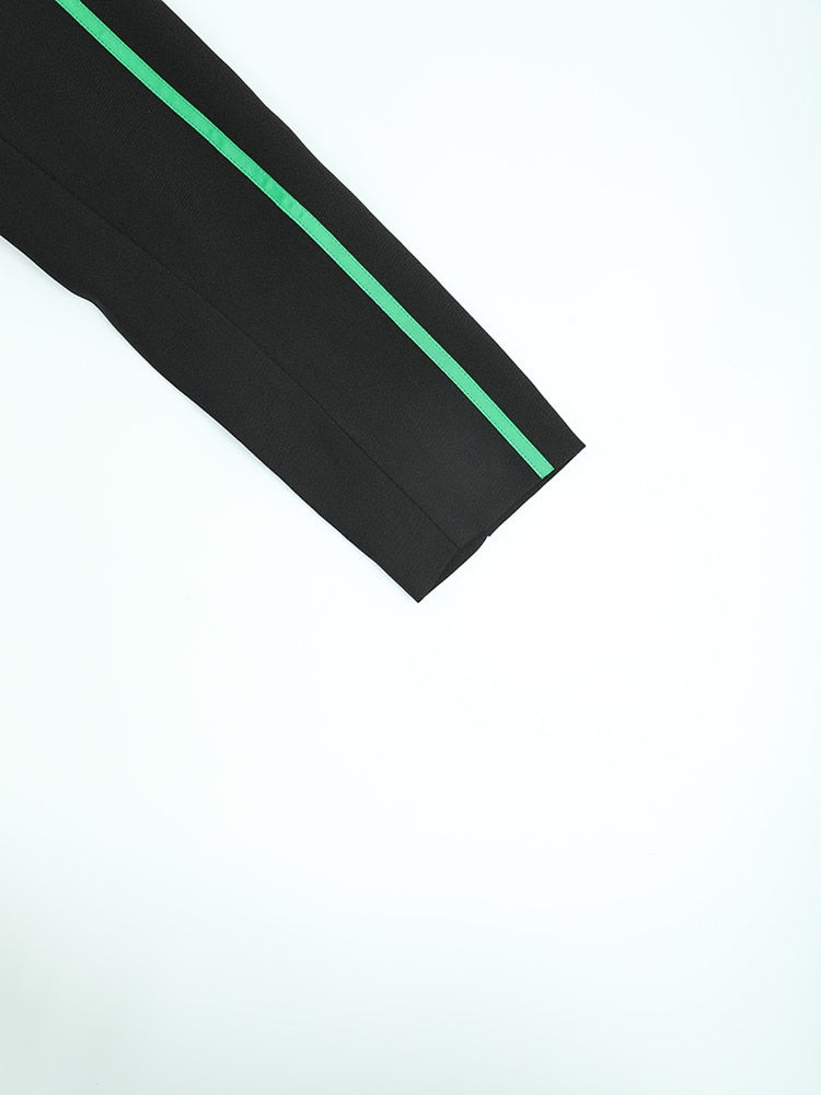 Black & Green Color-block  Blazer