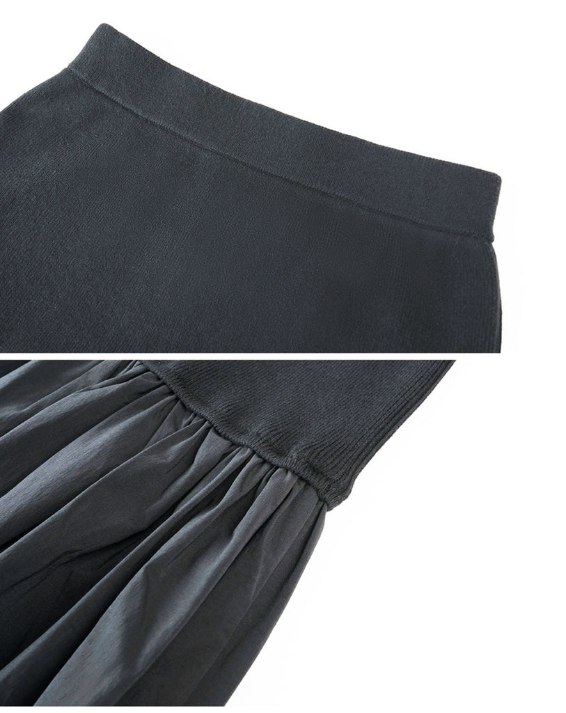 Black Knitted Waist Skirt