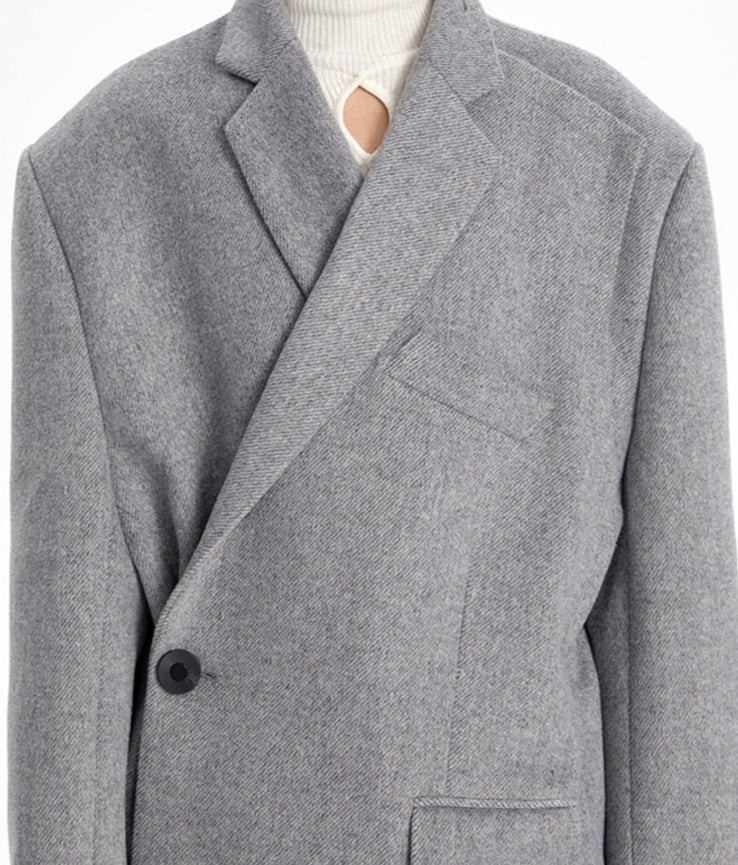 UNUSUAL Gray Woolen Blazer for UNUSUAL Winter