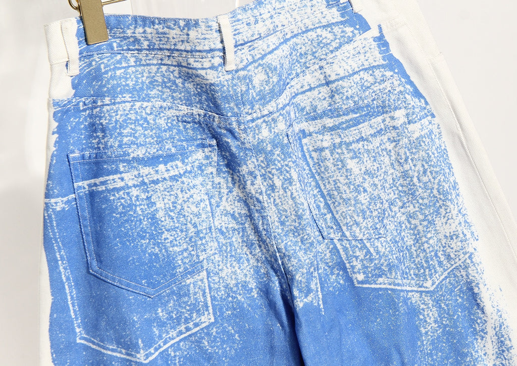Color Printed Denim Pants