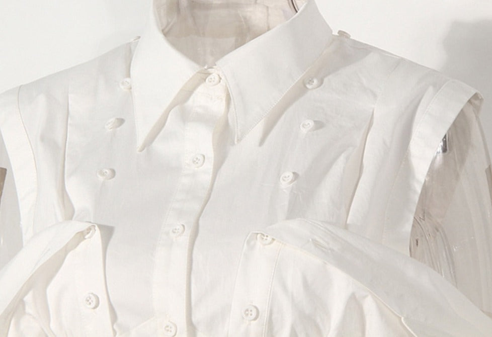White UNUSUAL Short Blouse with two styles