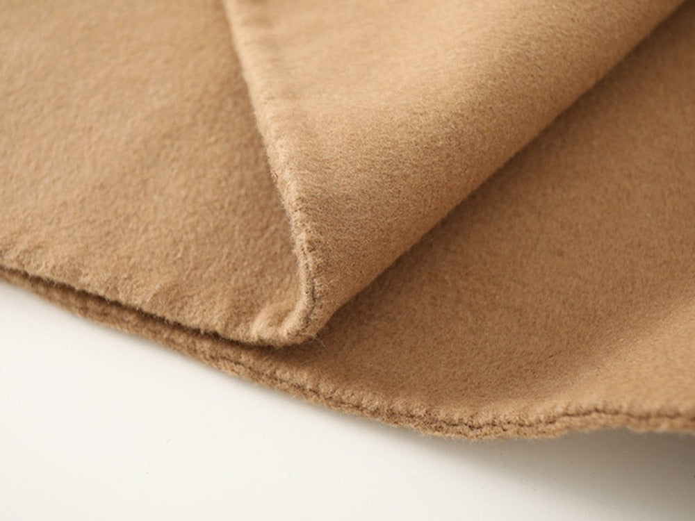 Brown Color-block Woolen Coat