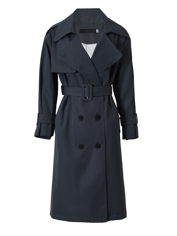 Gray Belted Trench Coat