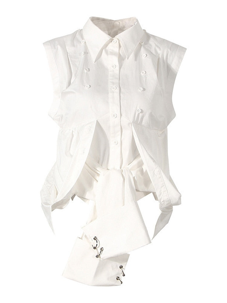 White UNUSUAL Short Blouse with two styles