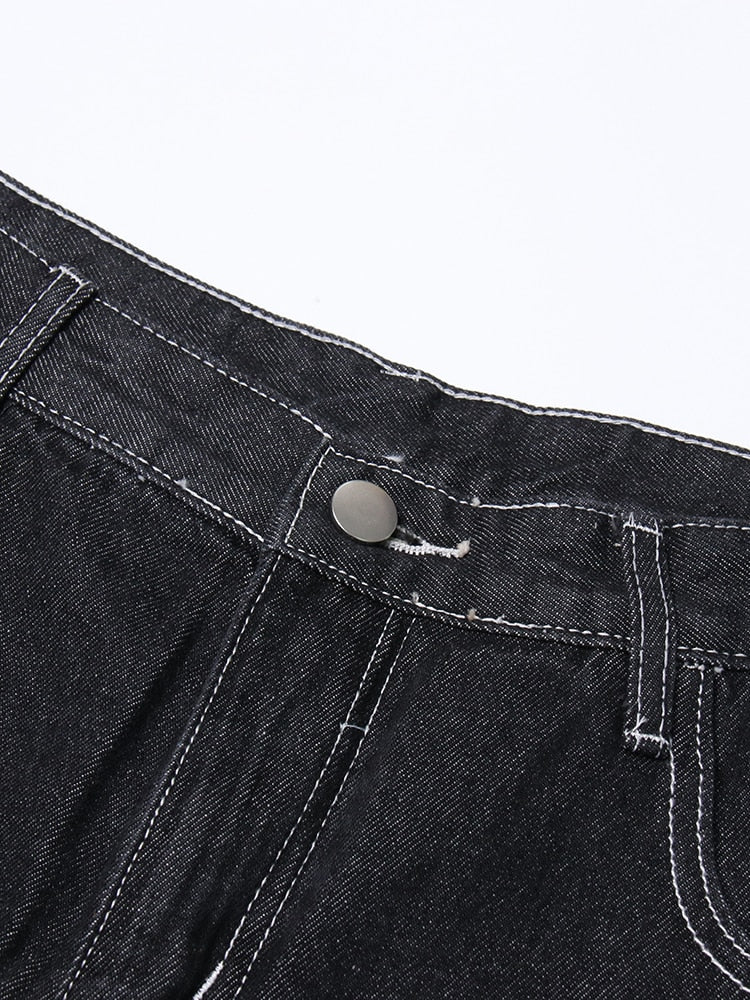 Pocket Zipper Denim Pants
