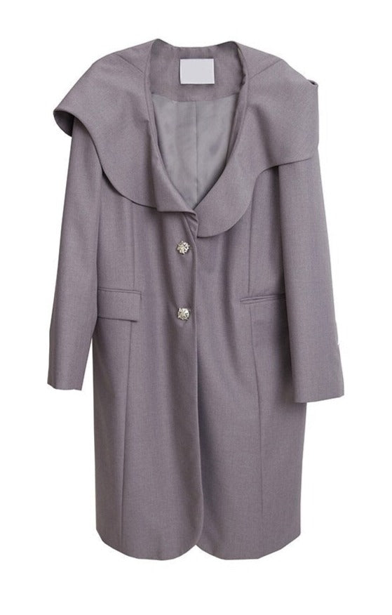 Big Size Elegant Trench with Big Hooded Collar