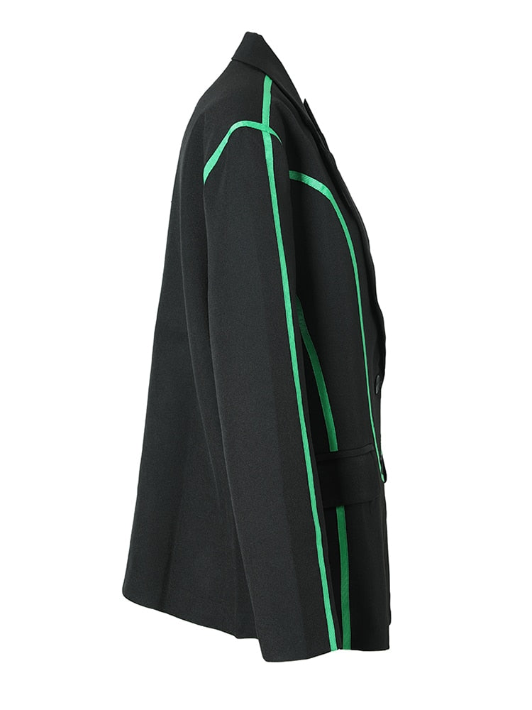 Black & Green Color-block  Blazer