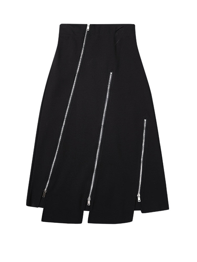 UNUSUAL Black Zipper Skirt