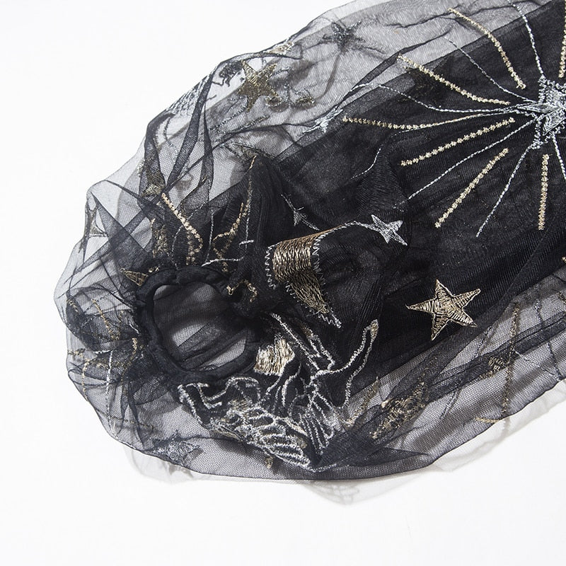 Elegant Velvet Black Dress with chiffon embroidered sleeves