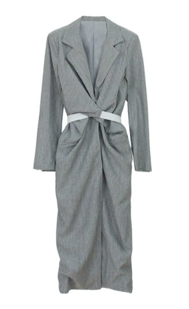 Gray Pleated Midi Dress
