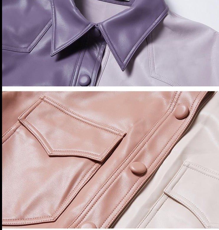 Two Color Leather Shirt