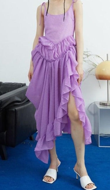 Asymmetrical Purple Dress-  Medium Size - Ready to Ship