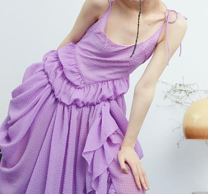 Asymmetrical Purple Dress-  Medium Size - Ready to Ship