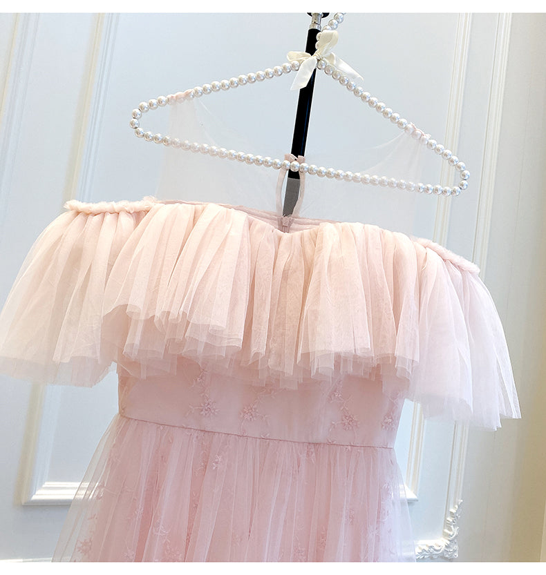 Off-Shoulder Pink Party Dress- New