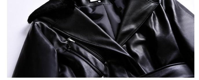 Black Faux Leather Jacket with Fur for UNUSUAL Winter
