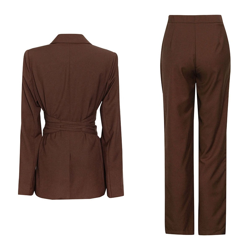 Two Pieces Set ( Blazer with High Waist Wide Leg Pants ) for UNUSUAL Winter