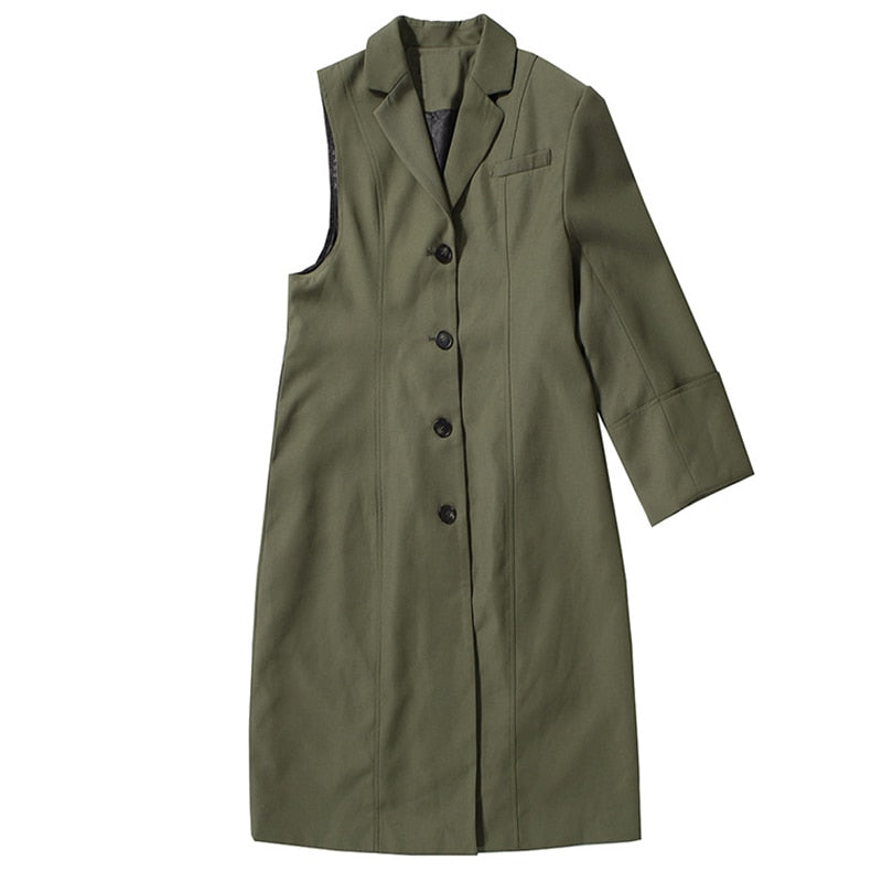 Green UNUSUAL Trench Coat with removable half- Jacket | UNUSUAL