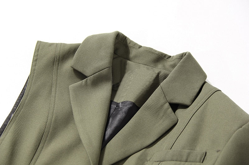 Green UNUSUAL Trench Coat with removable half- Jacket