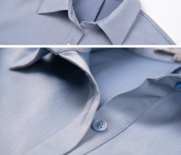Gray Blue Shirt Maxi Dress
