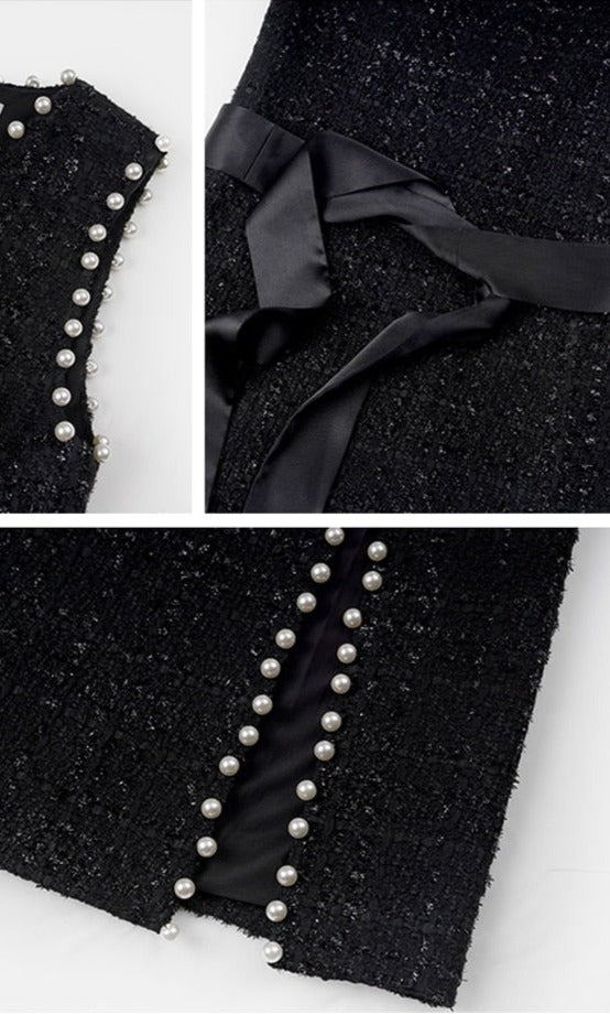 Vintage Pearl Black dress- New