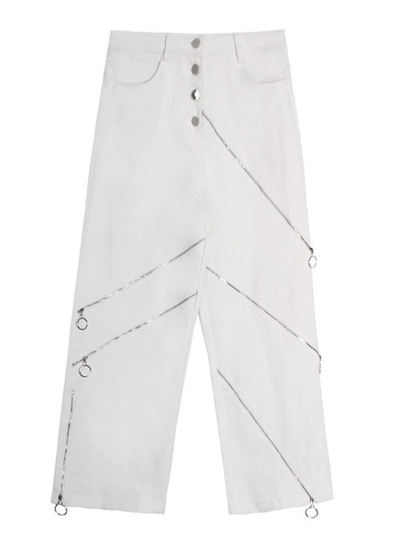 White Zipper Pants