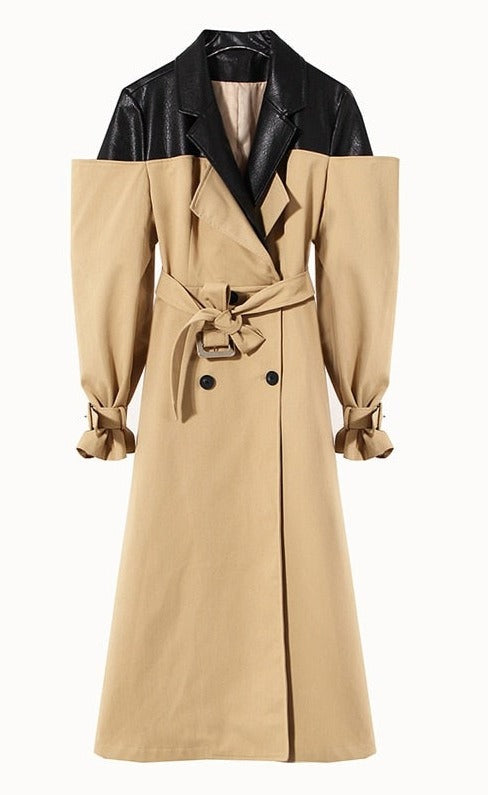 Trench Coat with Non-Removable Leather Jacket for UNUSUAL Winter