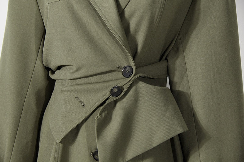 Green UNUSUAL Trench Coat with removable half- Jacket - Ready to Ship