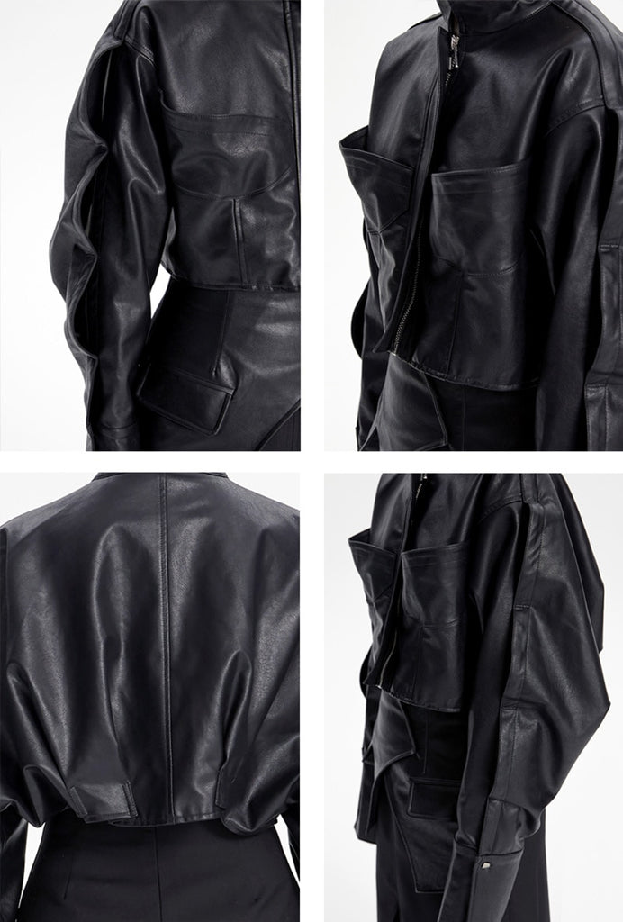 Short Black Leather Jacket