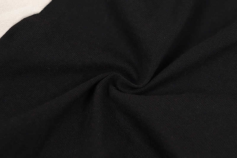 Black White Contrast Color Midi Dress