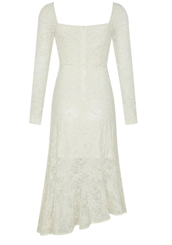 Elegant Vintage Beige Midi Dress