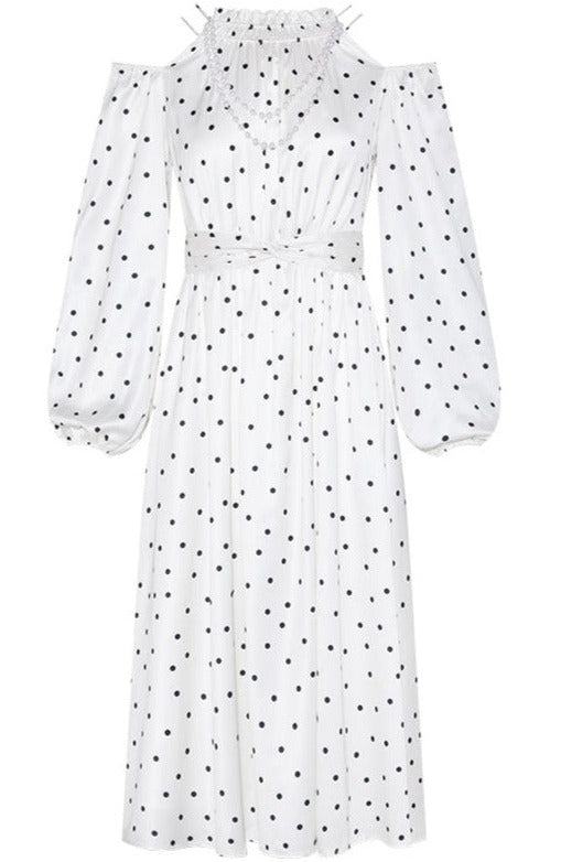 Polka Dot Dress with Pearl Necklace- New