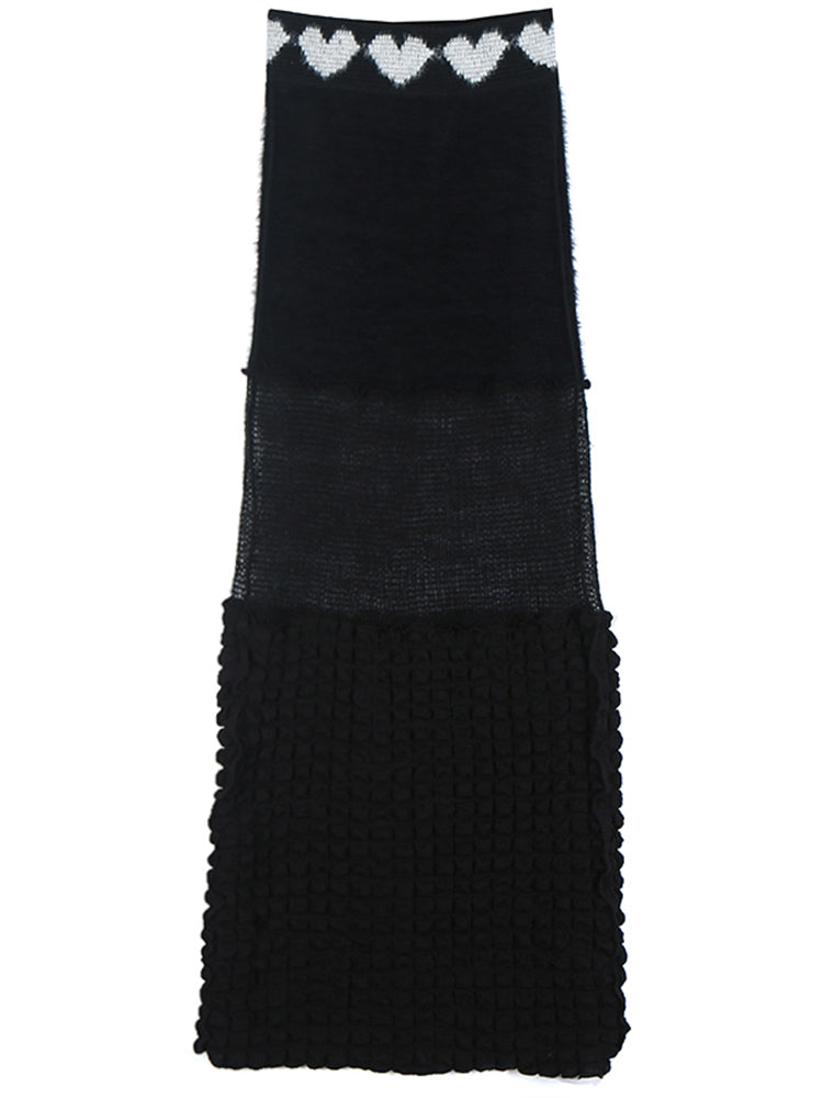 High Waist Black Knitted Skirt