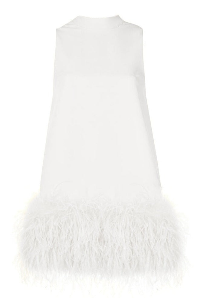 White Feather Mini Dress- Ready to Ship