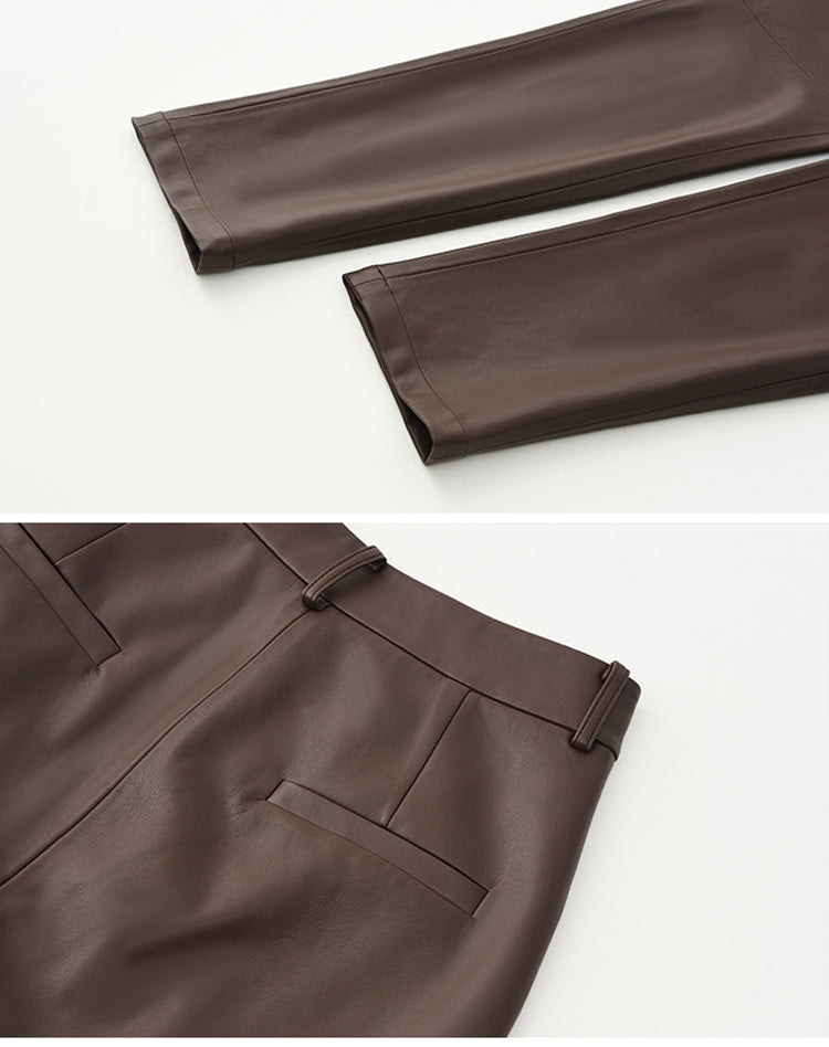 High Waist Pencil Leather Pants- New